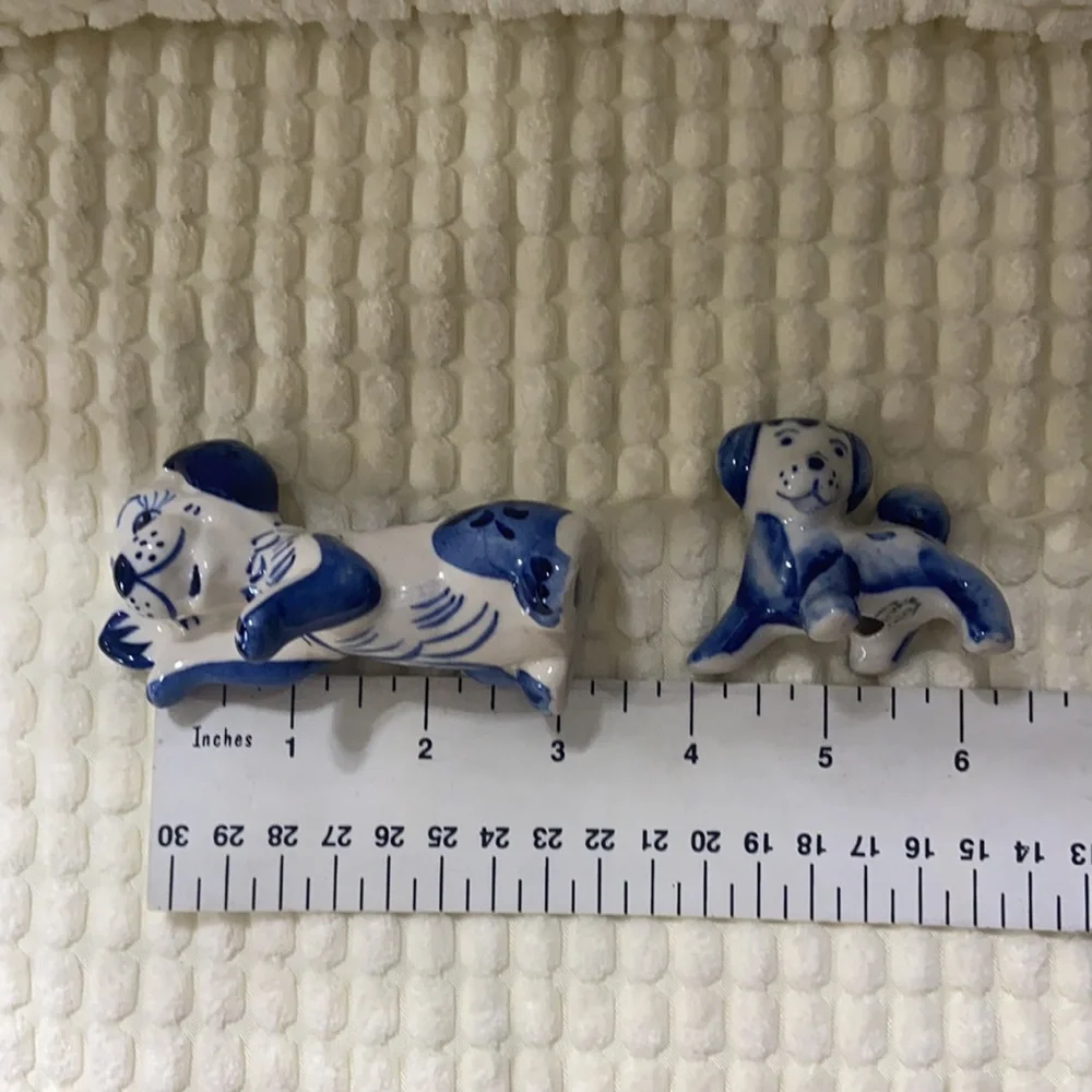Vintage Porcelain Blue and White Dog Figures-Set of 2 - Picture 8 of 8